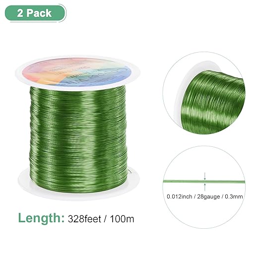 2-Rolls 0.2mm Jewelry Wire, 32 Gauge 328FT Craft Wire Copper Beading Wire - Image 3