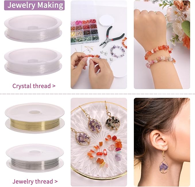 QUEFE 1800pcs 56 Colors Crystal Beads, Ring Making Kit, Gemstone Chip Beads - Image 4