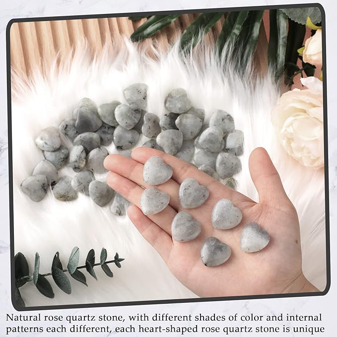 Gerrii 50 Pcs Heart Healing Stone Bulk Quartz Heart Inspirational Stones Gift - Image 3