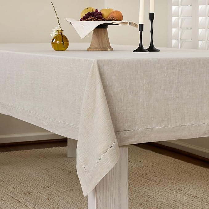 Solino Home Linen Light Natural Tablecloth 60 x 144 Inch - Image 4