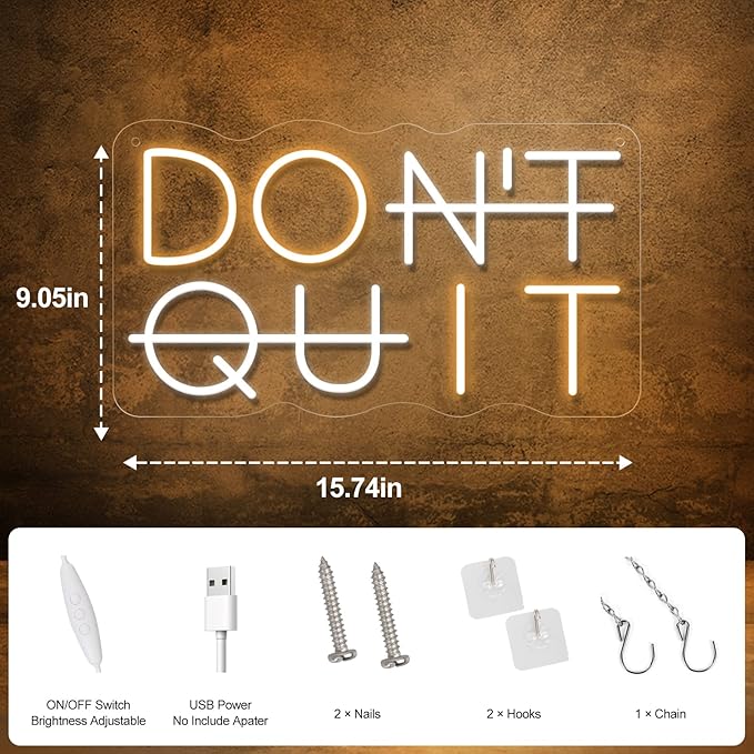 Don't Quit LED Neon Sign for Wall Decor, DO IT Neon Lights Party Decorations - Image 5