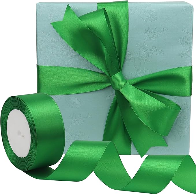 Green Solid Satin Ribbon 1-1/2 Inch 25 Yards Solid Polyester Fabric Ribbon - Image 5