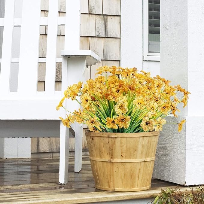 12 Bundles Artificial Flowers Outdoor UV Resistant Flowers No Fade Faux Plastic - Image 5