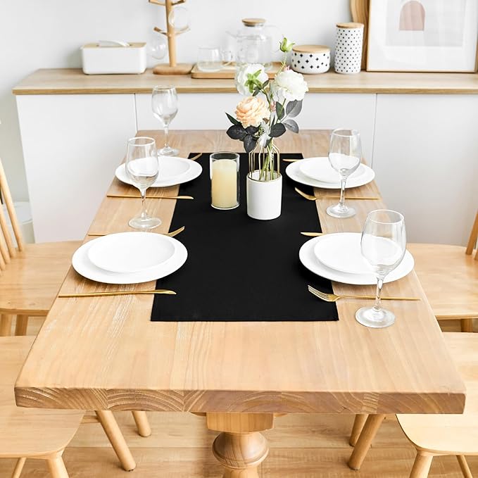 2 Pack Black Small Short Table Runner 12 x 24 Inch Solid Color Runners Coffee - Image 3