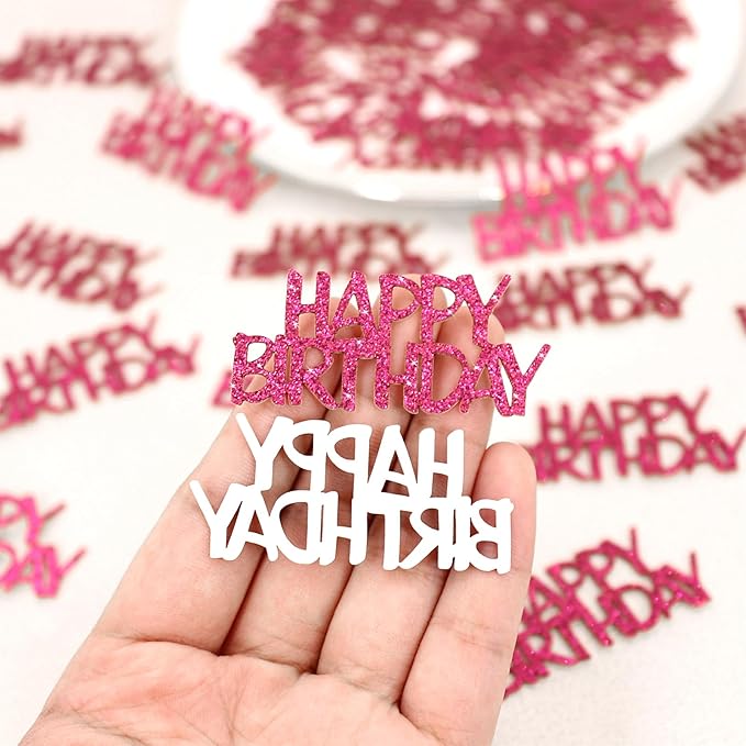 Hot Pink Happy Birthday Confetti Girl Birthday Party Decorations Glitter Table - Image 6