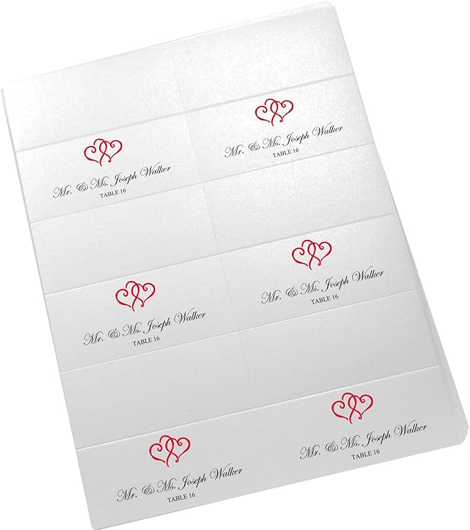 Linked Hearts Printable Place Cards, Ruby Red, Laser & Inkjet Printers - Image 4