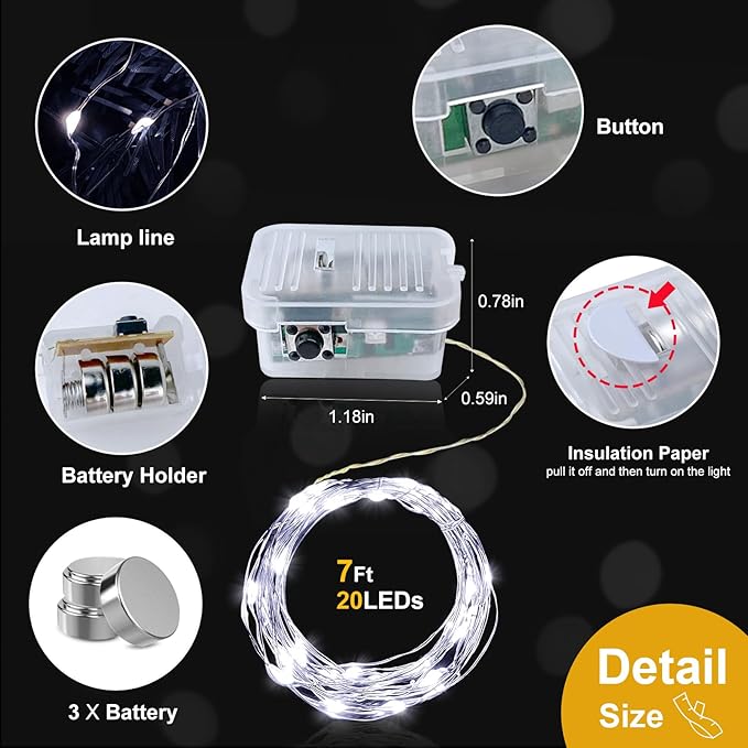 pozzolanas 12 Pack White Battery Operated String Lights - 7ft Waterproof Fairy - Image 4