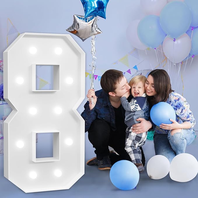 imprsv Marquee Numbers Large 8th-Birthday Decorations: 4ft Light Up Number - Image 6