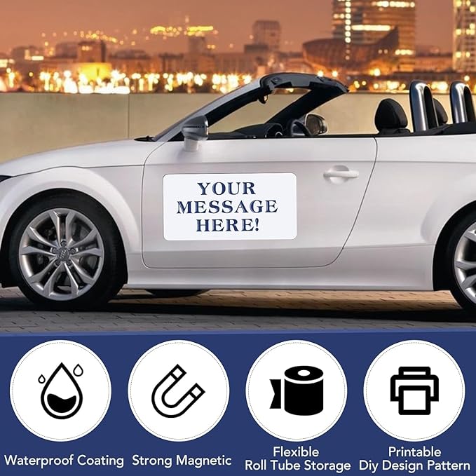 DIYMAG 4Pcs Blank Car Magnets, 17x12 Inch Car Door Magnets Set Signs Rounded - Image 4