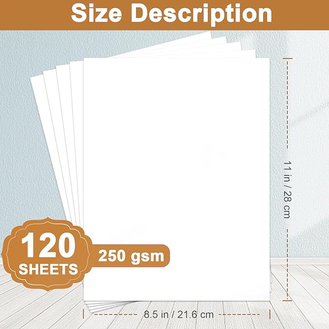120 Sheets Bright White Cardstock 8.5 x 11 Certificate Paper, 92lb Heavyweight - Image 2