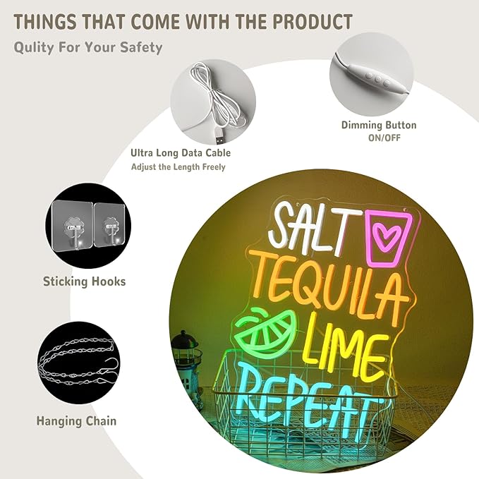 Salt Tequila Lime Repeat Neon Sign - Image 4