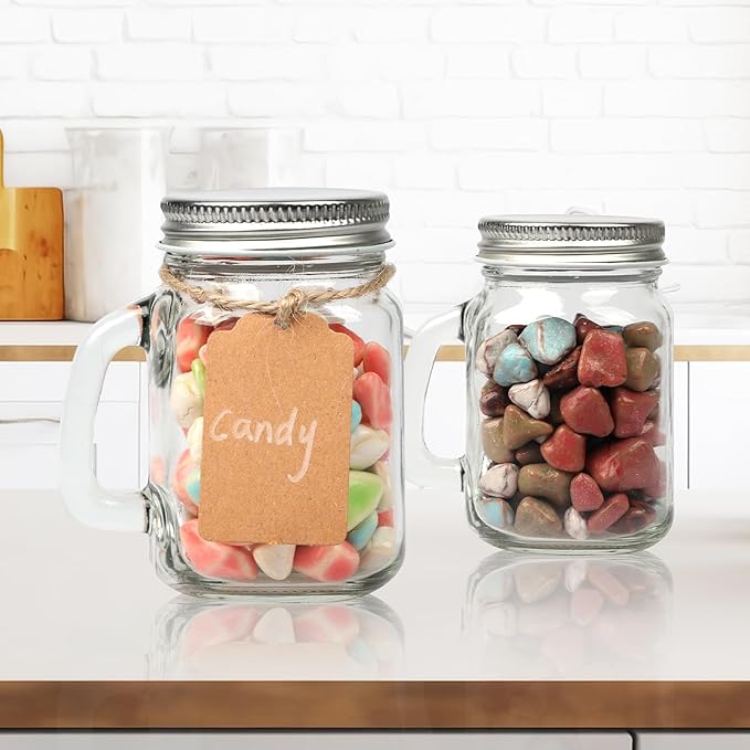 4 oz Small Mason Jar Mugs with Handle, 24 Pack Mini Glass Jars with Airtight - Image 6
