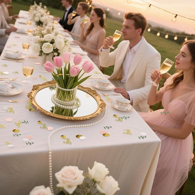 200 Pcs Rose Gold Bridal Shower Decorations, Wedding Table Confetti, Glitter Mr - Image 4