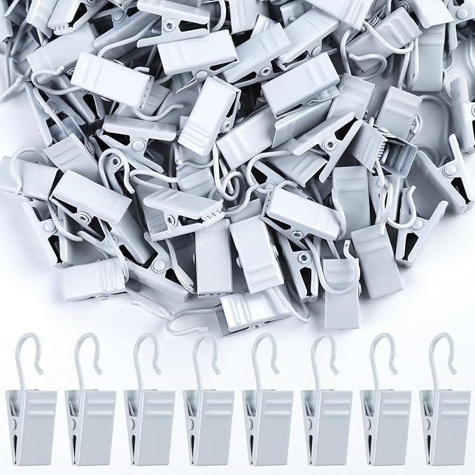 Teenitor 100 Pack White Curtain Clips Curtain Hooks, Stainless Steel Small Clips by PERFECTYOURBEAUTY