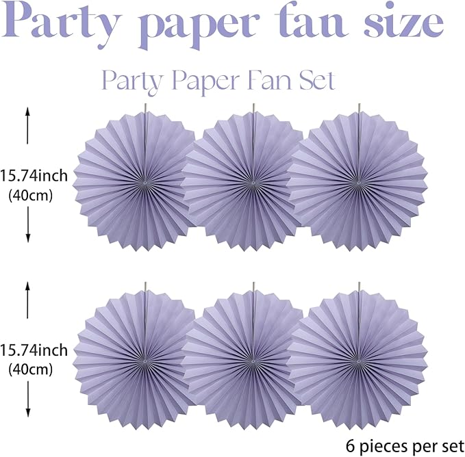 Purple Birthday Decorations, DIY Purple Paper Fans Hanging Decoration, Party - Image 2