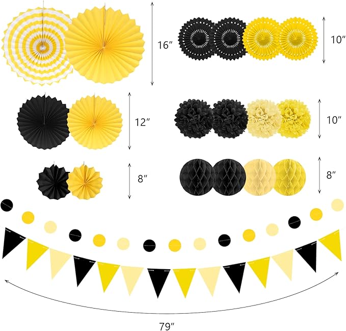 Black and Yellow Party Decorations, Bridal Shower, Baby Showers - Image 3