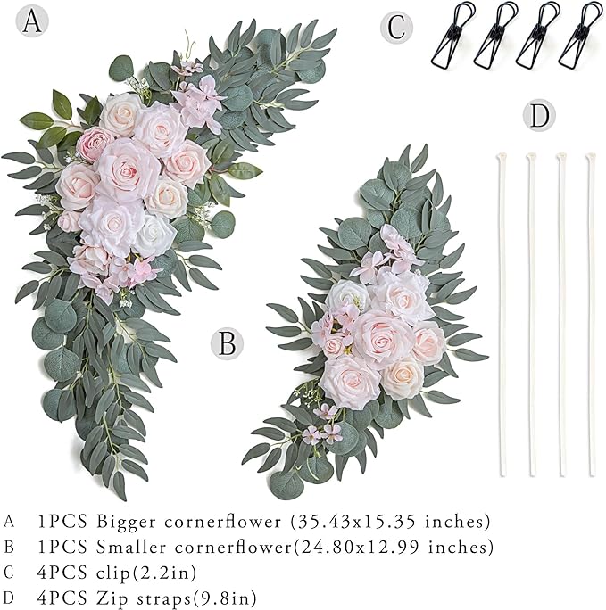 Pink Wedding Arch Flowers Set of 2 - Image 3