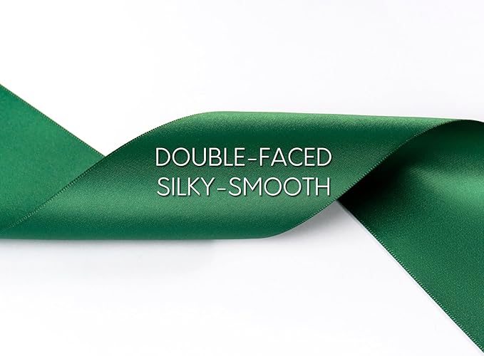Forest Green Satin Ribbon 2.5 Inch Double-Faced Ribbons 25 Yards - Image 3