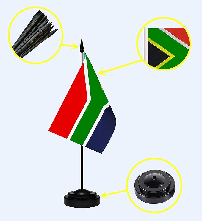 South Africa South African Deluxe Desk Flag Set Small Mini Miniature South - Image 2