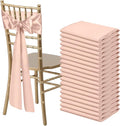 50 PCS Blush Pink Satin Chair Sashes Bows Universal Chair Ribbon Ties Back Sash by LooksForwardtoSeeingYou