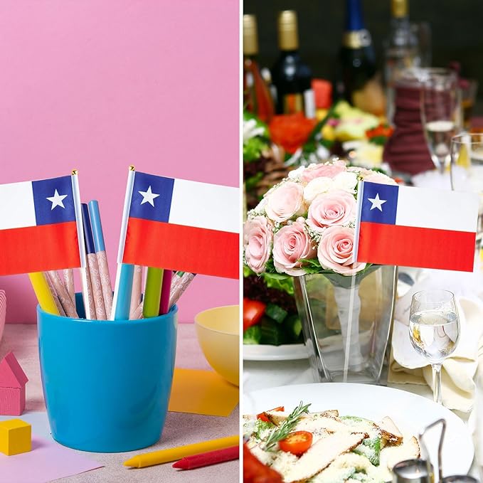 Chile Flag Chilean Flag, Small Mini Handheld Chile Flags on Stick - Image 5