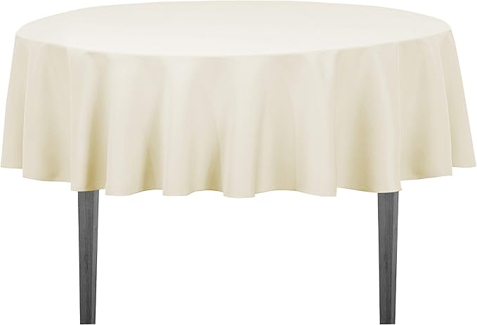 LinenTablecloth 70-Inch Round Polyester Tablecloth Ivory by Shindigz