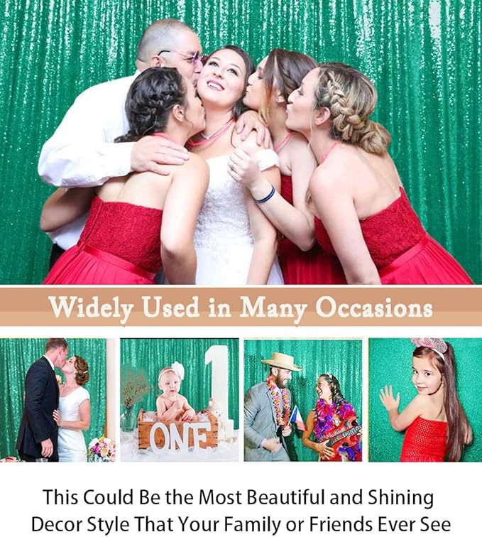 ShinyBeauty Premium Sequin Photography Backdrop 4x7 FT -Green Glitter Fabric - Image 5
