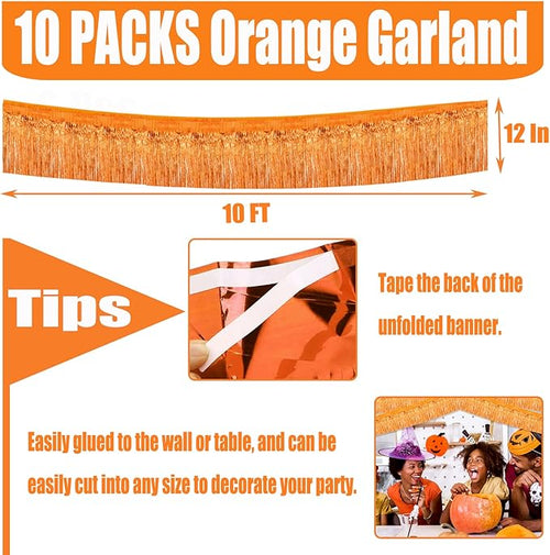 10 Pack 10 Feet Foil Fringe Garland Metallic Tinsel Streamers Banner Wall - Image 2