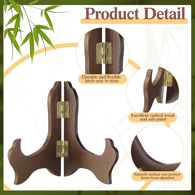 Tatuo 4 Packs Wooden Display Stand Decorative Plate Stands - Image 3