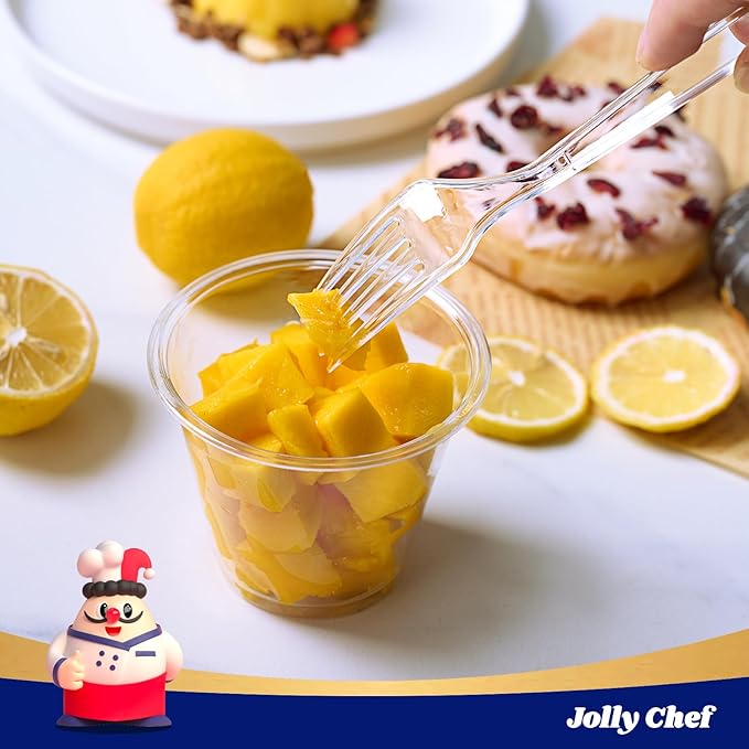 JOLLY CHEF 300 Count Clear Plastic Forks Heavy Duty, 7.1" Heat Resistant Solid - Image 5