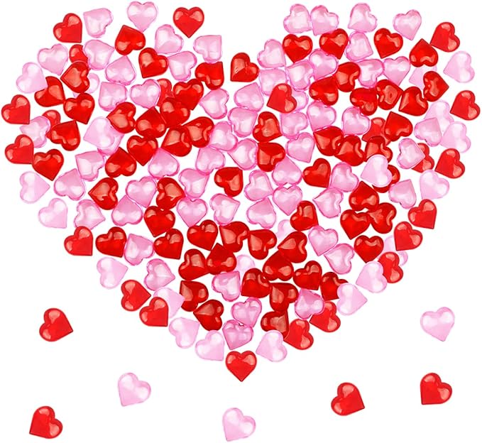 Fangoo 110 Pieces Red Pink Acrylic Heart Gems by Fangoo