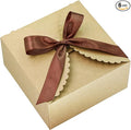 8"x 8"x 4" Kraft Gift Box with Lids and Ribbons, 6 Pack Foldable Brown Paper by WEWILUCK