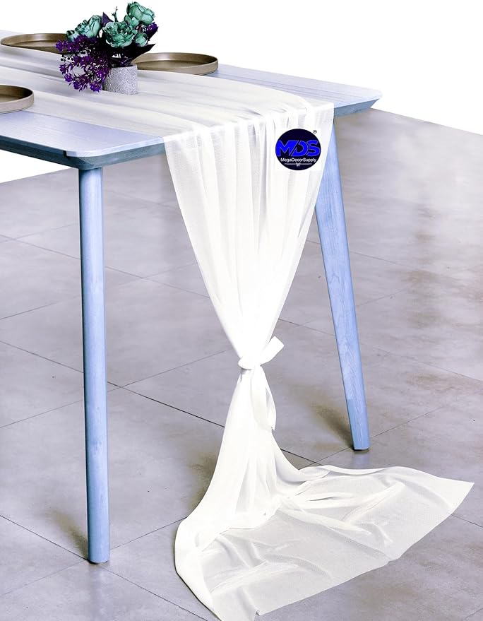 MDS 20 Pack 10ft Chiffon Table Runner 29 x 120 Inches Sheer Wedding Runner - Image 3