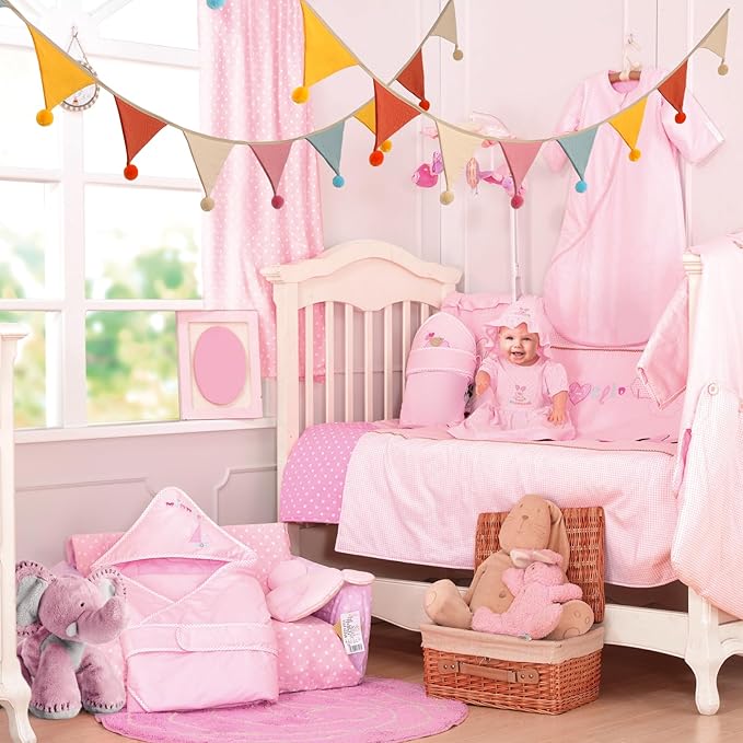 20 Pcs Pennant Banner Flags, 2 Sets Garland Nursery Triangle Bunting Flag Baby - Image 8