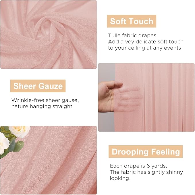 Wokceer Wedding Arch Draping Fabric 28.7" x 20FT - Image 2