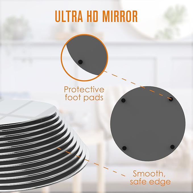 Houseables Mirror Centerpieces for Tables, Round Mirrors for Centerpieces - Image 3