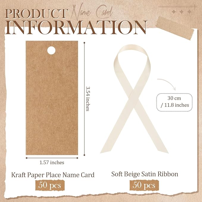 50 Pcs Name Place Cards for Table Setting Blank Wedding Place Cards - Image 2