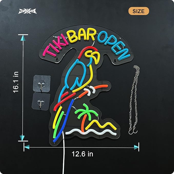 Tiki Bar Parrot Neon Sign for Wall Decor Hawaii Beach Bar LED Sign - Image 5
