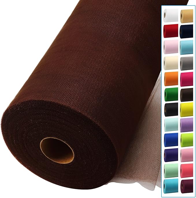 Brown Tulle Fabric Rolls 54 Inch by 40 Yards Tulle Bolt Spool by IONTACH
