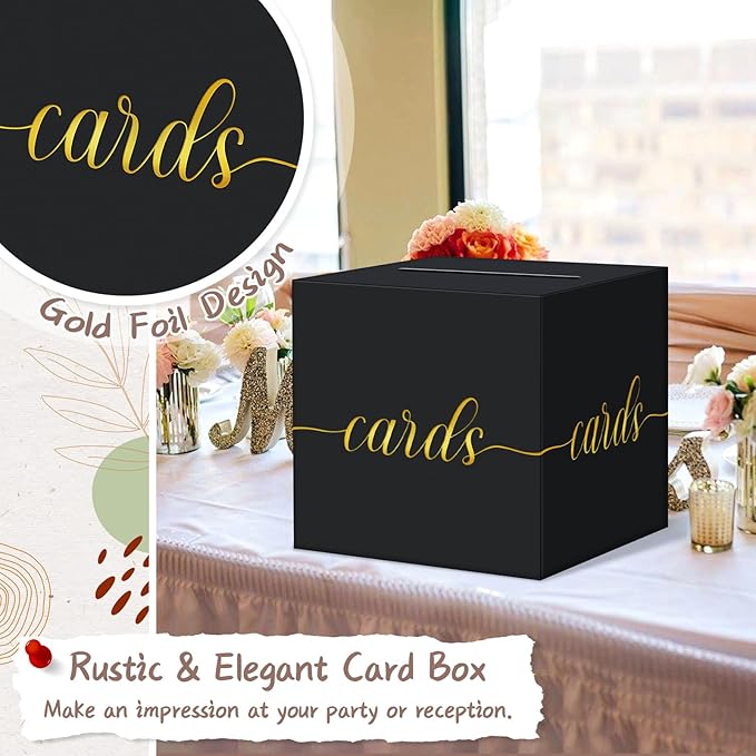 QIKSION Black Card Box for Party, Wedding Reception, Baby Shower - Image 3