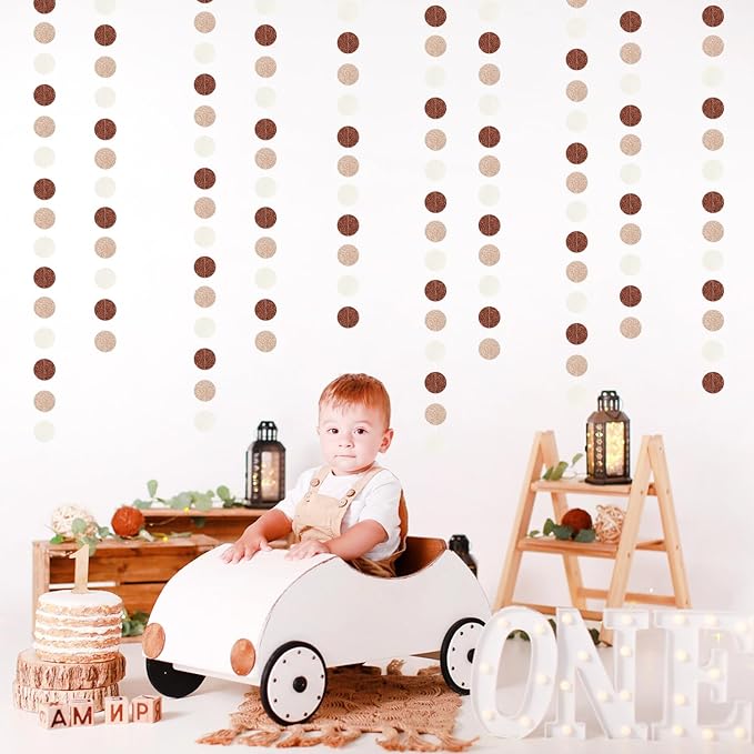 Boho Brown Champagne-Gold Party-Decorations Streamers-Garland - 52ft Fall - Image 2