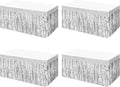 4 Pack Metallic Foil Fringe Tinsel Table Skirts, 29x108 Inch Party Disposable by Aimto