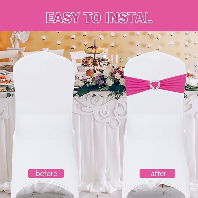 Howhic Pack of 120 Spandex Chair Sashes Bows Stretch Chair Cover Band - Image 4