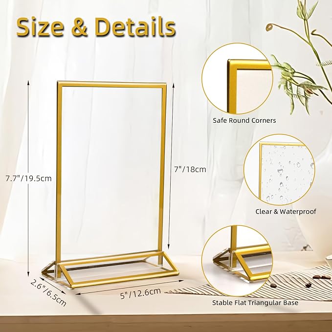 6 Pack Acrylic Sign Holder 5x7" Photo Frames, Double-sided Clear Menu Holder - Image 2