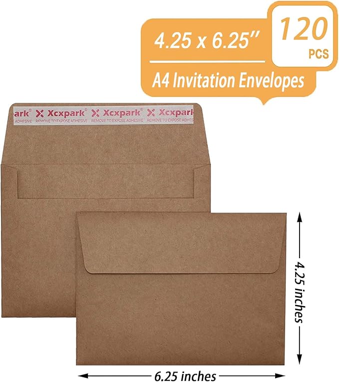 120 Qty Printable A4 Invitation Envelopes 4.25 x 6.25 Cards, Self Seal 120GSM - Image 2