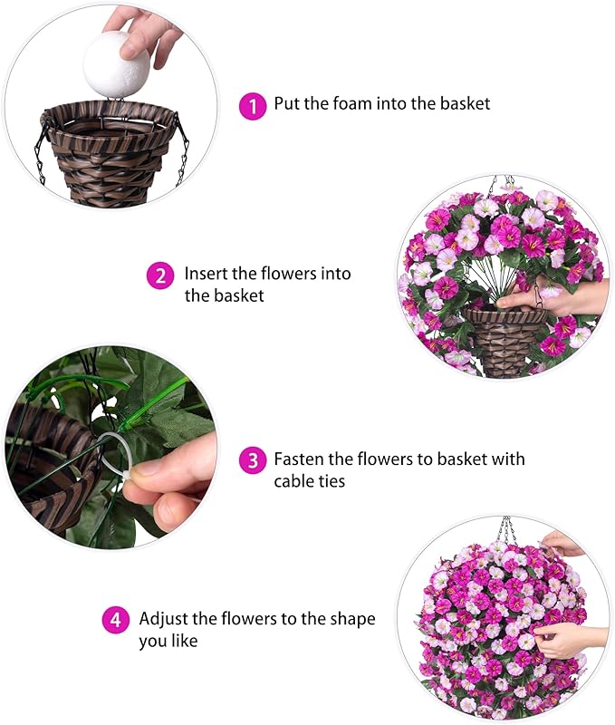 Artificial Fake Hanging Flowers Basket - Image 5