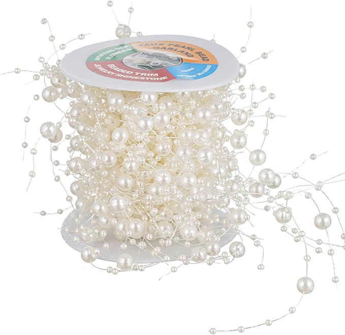13Feet Pearl String Spool Roll for Floating Candles Faux Pearls Strands Garland - Image 4