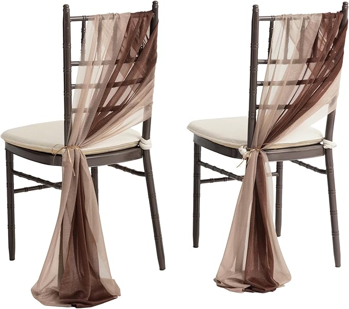 Ling's moment Wedding Chiffon Chair Sashes Cover Aisle Decorations Draping by LingsMoment