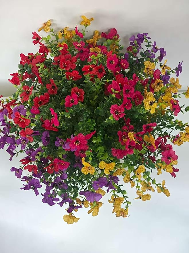 Faux Flower Daisy with Eucalyptus Leaves Fake Plants Greenery Boxwood Outdoor - Image 4