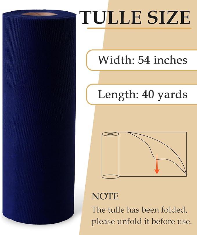 Navy Blue Tulle Fabric Roll - Image 2